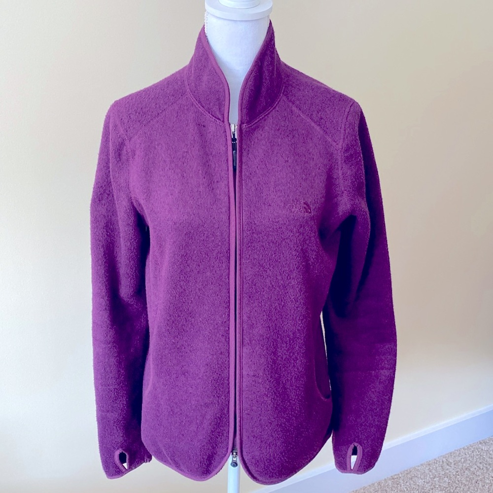 North Face Full Zip Knit Jacket Purple Large